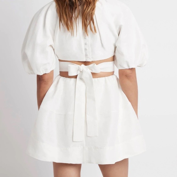 AJE Psychedelia Cut Out Mini Dress White - Picture 6 of 7